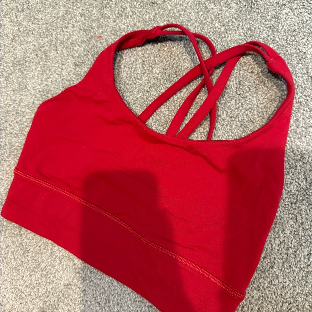 Women's Red Lululemon Energy Longline Sports Bra